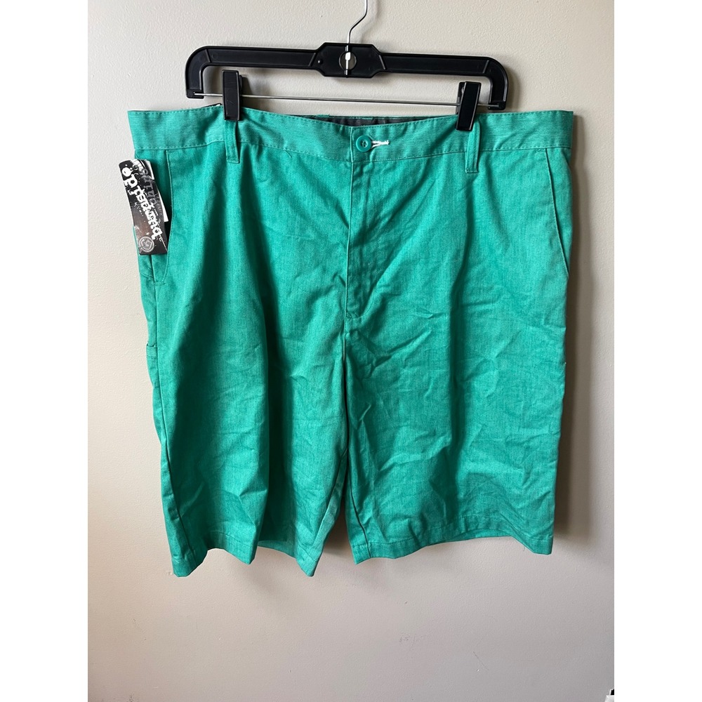 Burnside Mens Chino Shorts Size 38 Kelly Green Heathered Flat Front Casual